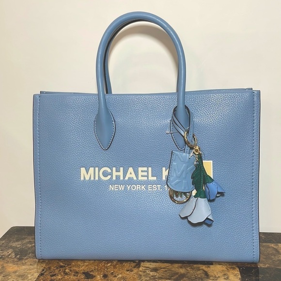 2pc 💙 Michael Kors Mirella leather tote bag blue